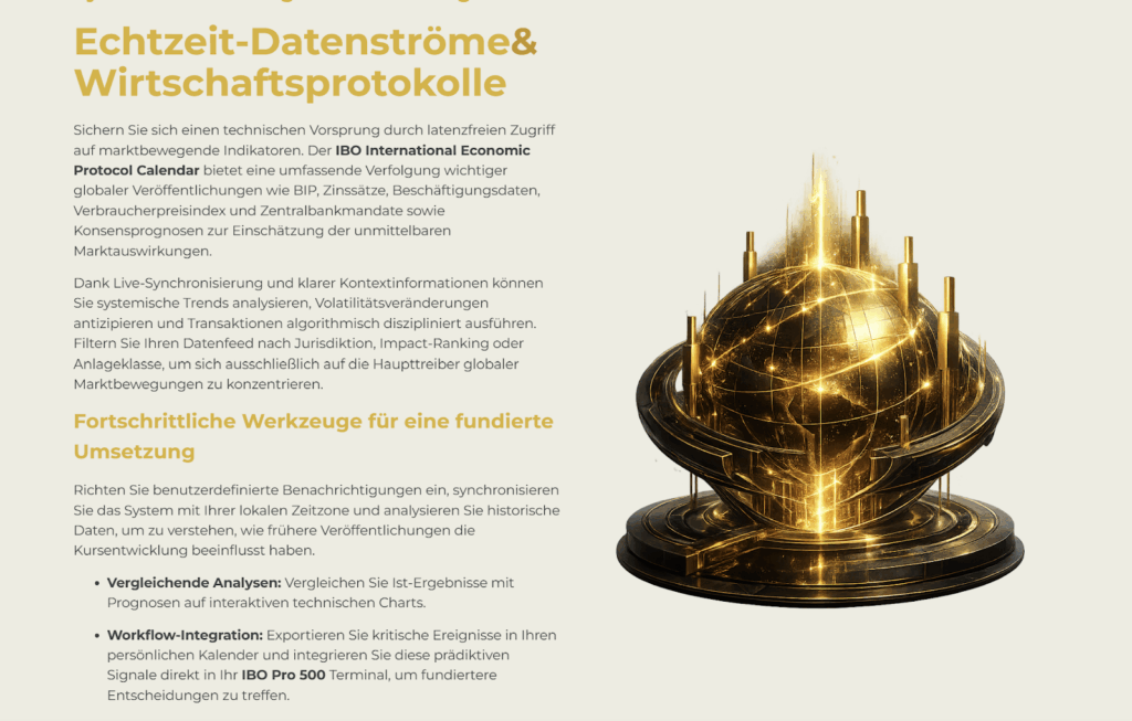 Wirtschaftskalender auf der Trading-Plattform von IBO International