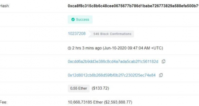 eth transaction fee