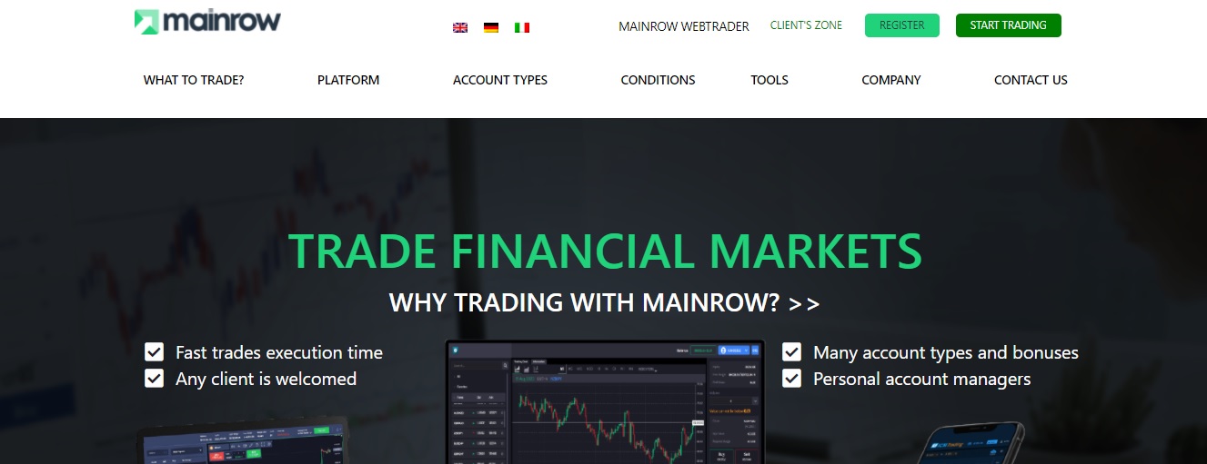 Mainrow website