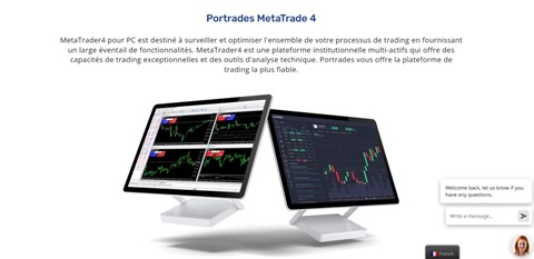 Plateforme MetaTrader 4 disponible pour PC avec courtier Portrades pour trader Forex sur internet.
