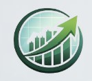 Circular logo with a rising green arrow over a bar chart, symbolizing growth and analytics.