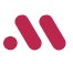 Abstract maroon logo with a small circle on the left and two diagonal rounded bars to the right.